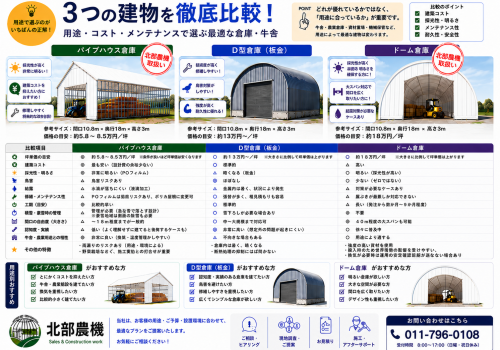 60坪倉庫価格比較 パイプハウス D型ハウス ドーム倉庫